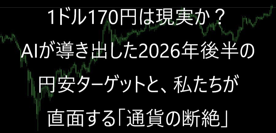 1ドル170円は現実か?AIが導き出した2026年後半の円安ターゲットと、私たちが直面する「通貨の断絶」